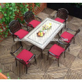 Patio outdoor furniture cast aluminum chairs and table 7pcs garden metal dining sets